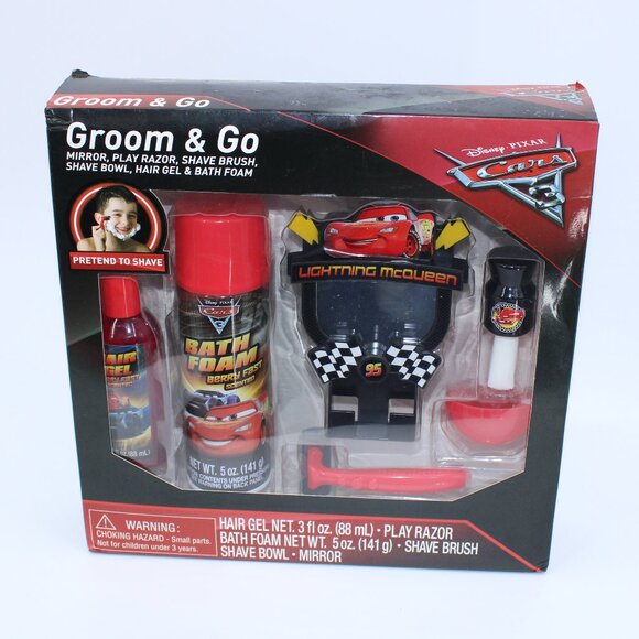 Disney Pixar Cars Groom & Go Hair Grooming Shave Playset for Kids Razor Mirror - Picture 1 of 3